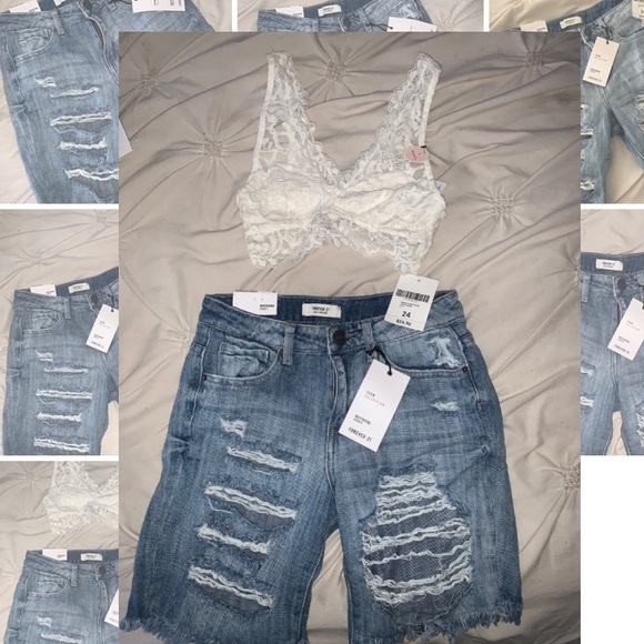 Distressed denim boyfriend shorts size 24 (0,XS) - Picture 2 of 6